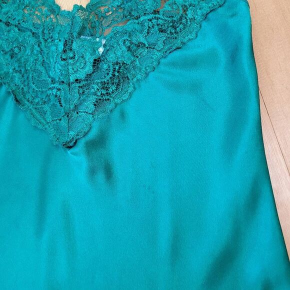 Vintage Alexandra Nicole emerald green slip dress lingerie coquette lace romanti - Picture 6 of 11